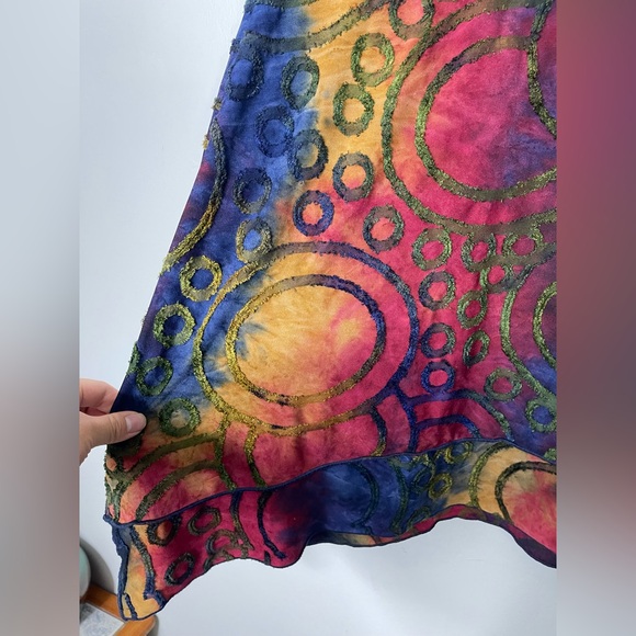 Ali Miles 1X Plus Tie Dye Embroidered Swing Comfortable Top Art To Wear Abstract - Picture 3 of 6